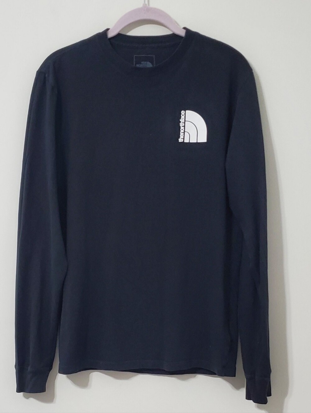 The North Face Mens Long Sleeve Cotton Crew Black White Logo Small